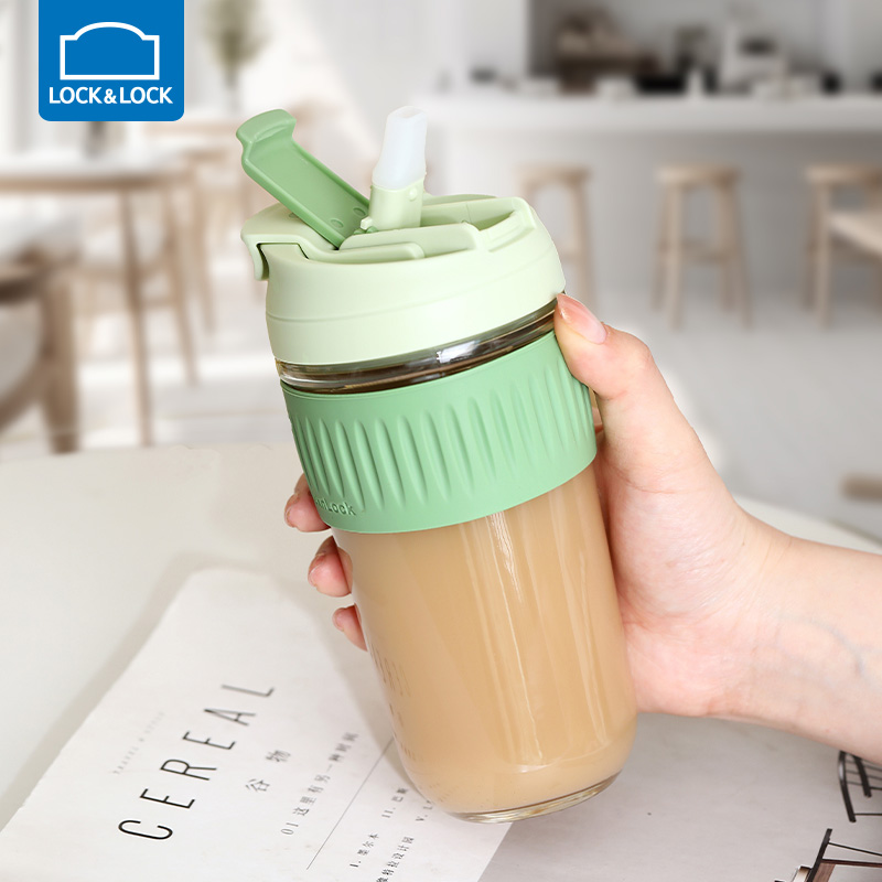 乐扣乐扣耐热玻璃双饮防漏吸管杯