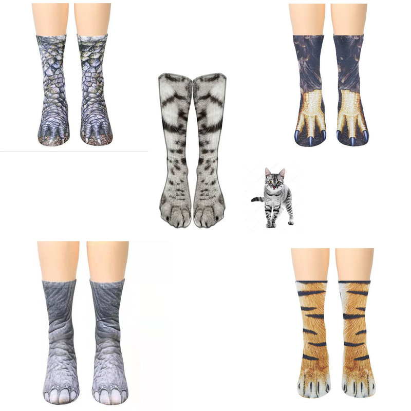 艺术生袜子成人趣味3D动物爪子数码印花仿真猫狗个性搞怪整蛊袜