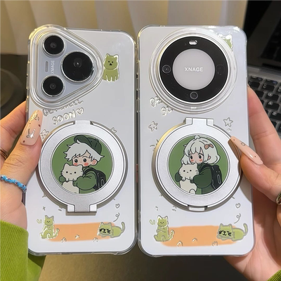 iPhone16/17ins风抱猫情侣手机壳