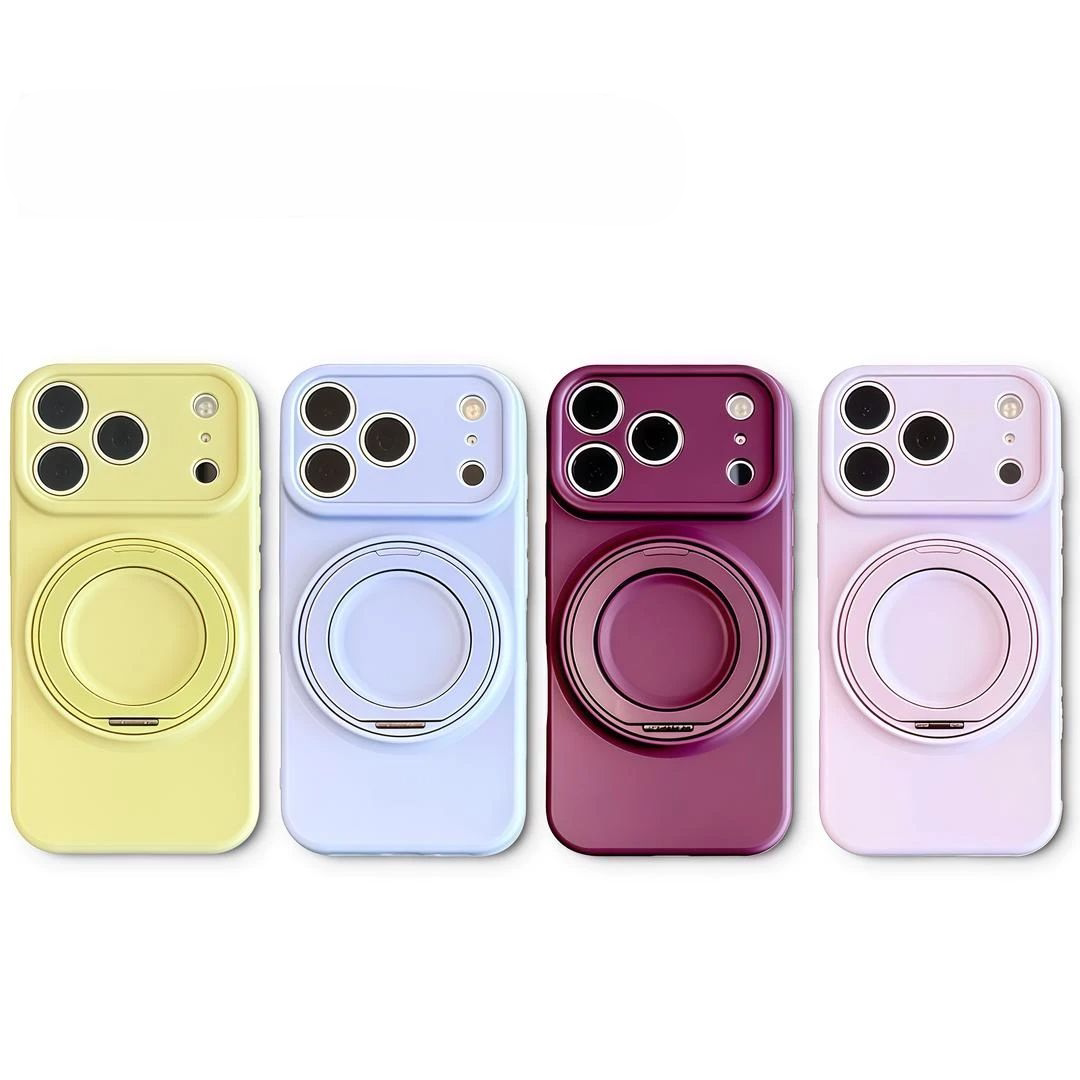 莫兰迪纯色360支架秒变18适用iPhone17promax手机壳大视窗适用苹果16pro高级感多巴胺适用iPhone15软壳保护套