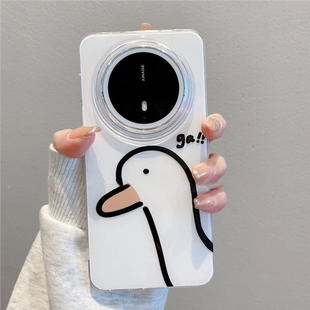 适用于华为mate70/60ins风大头鸭华为手机壳pura70/60pro简约荣耀300Ultra小众vivox200可爱卡通手机保护套