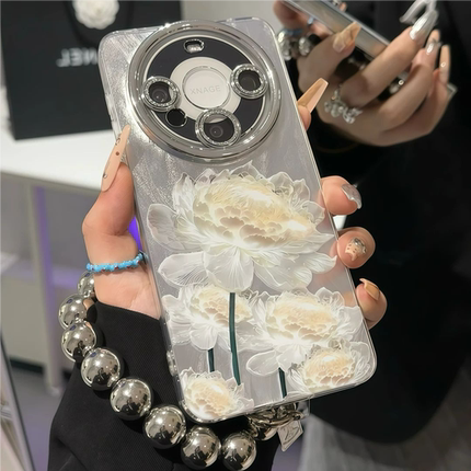 ins风小众莲花适用于mate70/60pro高级感华为pura70磨砂iPhone16/15精孔女款小米15/14pro软壳红米note13/14