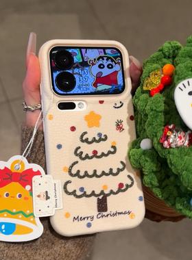 适用小米17promax圣诞树秋冬手机壳小米15/14新款红米K90/80情侣note15pro+皮纹苹果17/16/15promax保护套ins