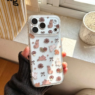 新款落叶小兔手机壳适用iPhone17promax巨好看小米17Pro高颜值华为PURA90超火不撞款findx9/vivos50保护套软