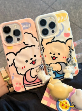 适用于iPhone17/16promax卡通贴贴脸小狗情侣手机壳华为Pura80pro卡通mate70小众nova14pro软壳荣耀400保护套