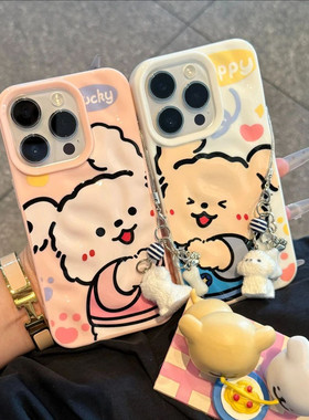 适用于iPhone17/16promax卡通贴贴脸小狗情侣手机壳华为Pura80pro卡通mate70小众nova14pro软壳荣耀400保护套