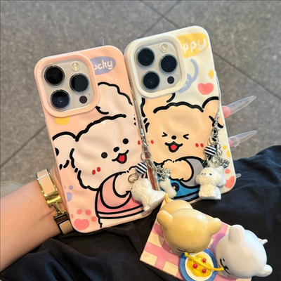 适用于iPhone16/15promax卡通贴贴脸小狗情侣手机壳华为Pura80pro卡通mate70小众nova14pro软壳荣耀400保护套