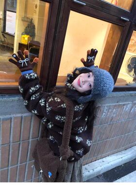 由米park-复古花朵羊羔毛上衣加厚秋冬新款小个子宽松休闲韩版