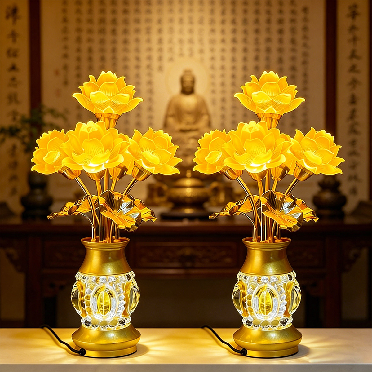 荷花灯莲花灯家用供佛堂灯佛供灯长明灯财神佛前插电led九品菩萨