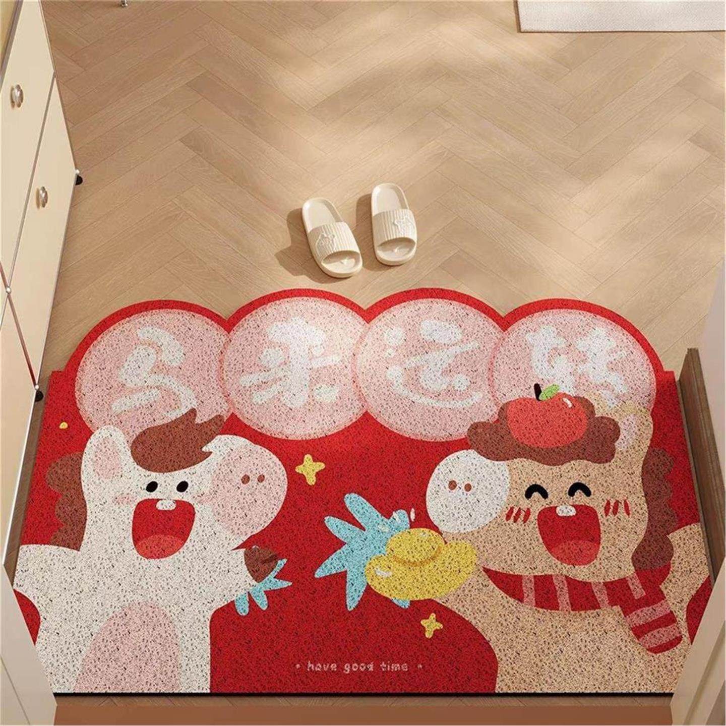 马年卡通红门垫入户门地垫防滑除尘耐脏丝圈地垫刮泥蹭土玄关脚垫,居家布艺,入户地垫,淘宝优惠券,粉丝福利购,淘宝优惠卷