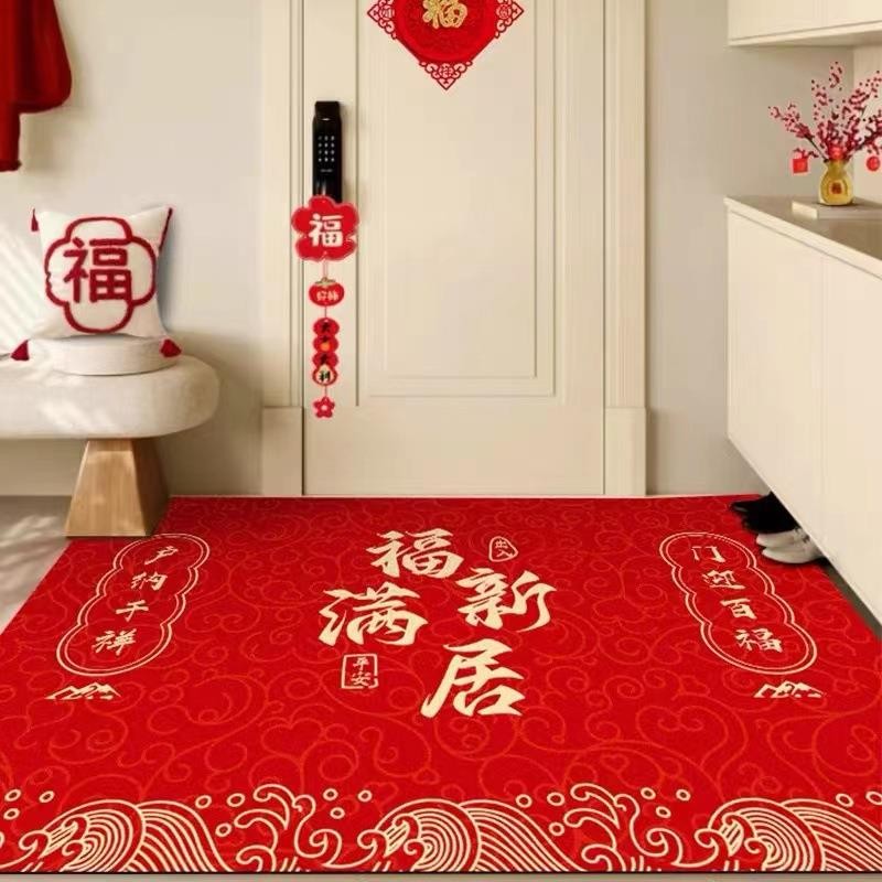 红色软硅藻泥入户门地垫防滑吸水