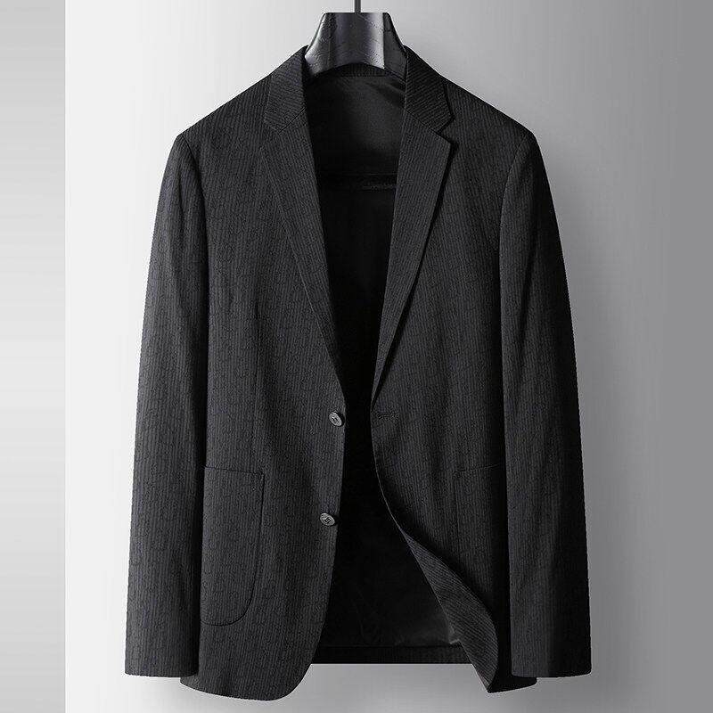 罗蒙薄款西装男士黑色商务休闲单件修身西服2025新款春夏便西外套