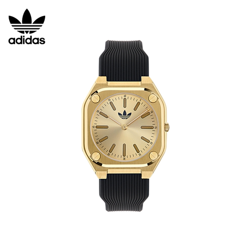 adidas三叶草八角形石英手表男款