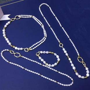 法式一款多戴tian然淡水巴洛克小米珍珠长项链小众款锁骨毛衣链