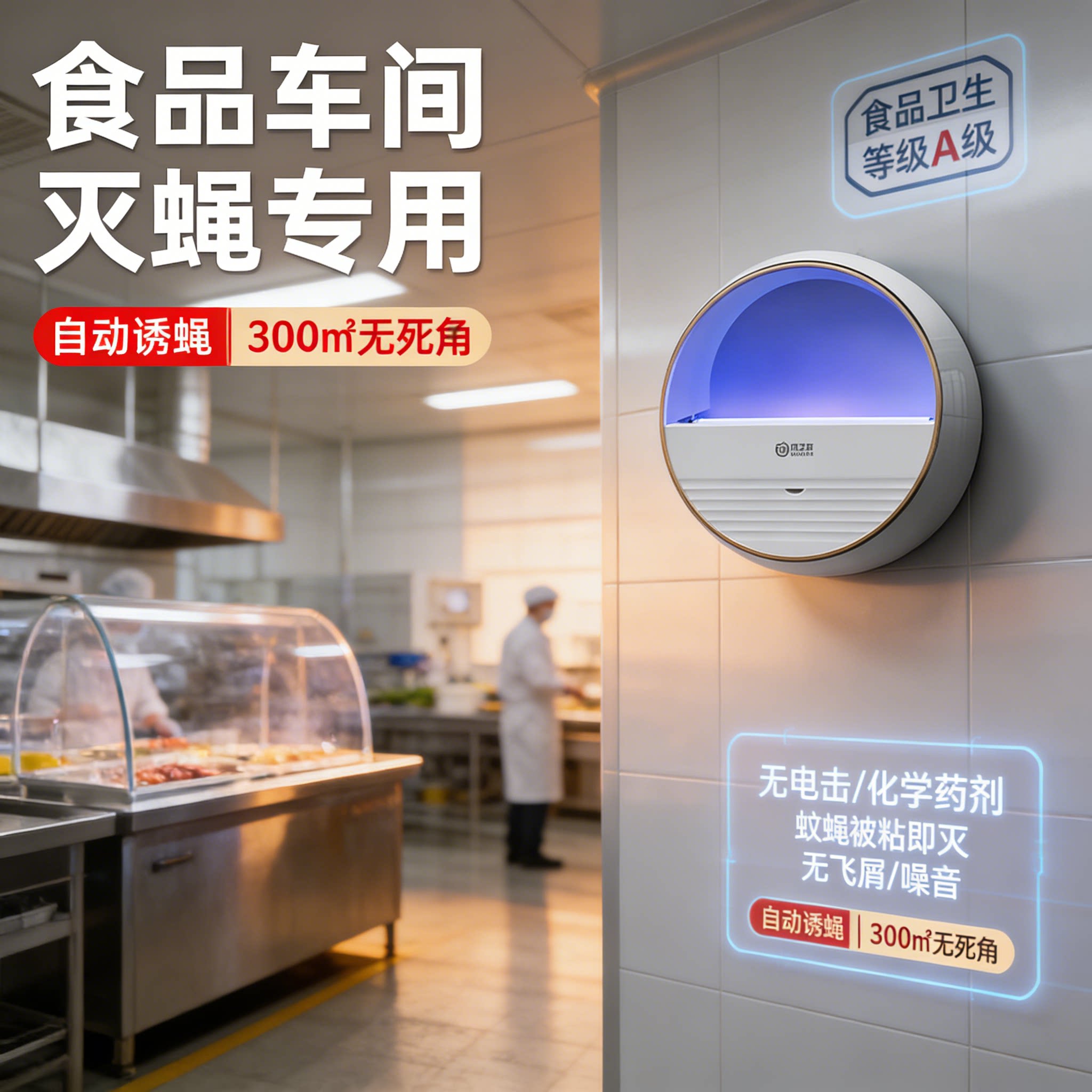 粘捕式灭蝇灯食品厂车间专用粘蝇纸饭店苍蝇诱捕捉神器强力灭蚊灯