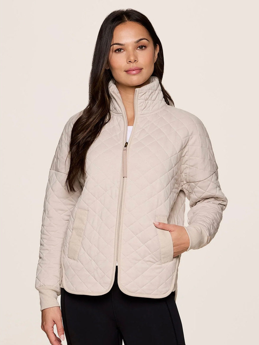 North American Mountain Style Outdoor Xs-Xl Retro Cotton Rhombus Quilted Stand Collar Zipper Jacket Warm and Skin-Friendly Cotton Outwear