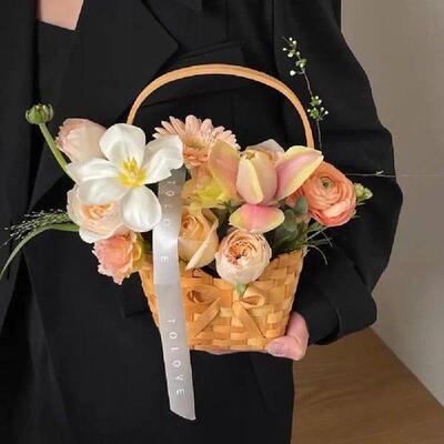 Willow Rattan Bride Flower Basket Picnic Container