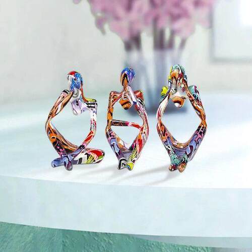 3pcs Mini Thinker Statues Graffiti Resin Abstract Art