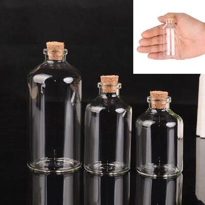 5X Clear Glass Bottles With Cork Storage Glass Vials Jars