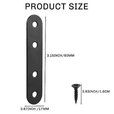 12 PCS Straight Brackets Stainless Steel Brace Flat Metal