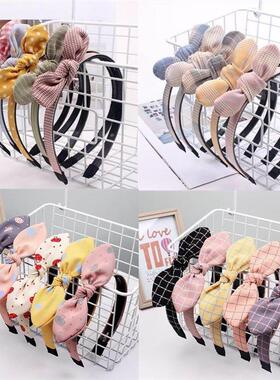 New Plaid Print Bunny Ears Bow Hairband Headband Scrunchie W