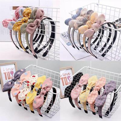 New Plaid Print Bunny Ears Bow Hairband Headband Scrunchie W