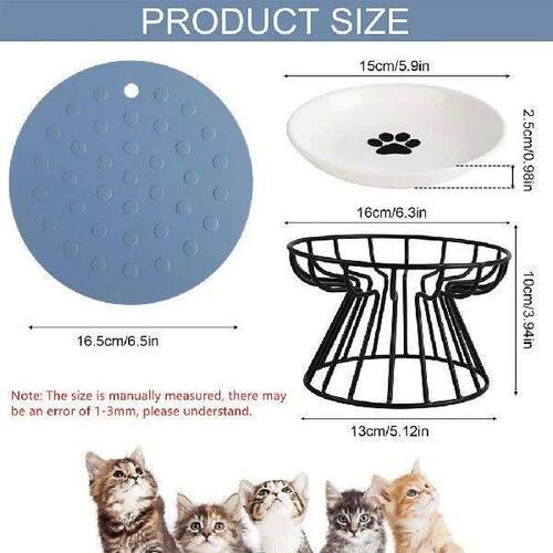 Cat Bowl-Raised Food Bowl Elevated Cat Feeder Bowl Stand