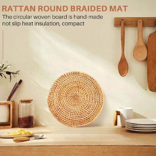 4 Pcs Rattan Trivets for Hot Dishes-Insulated Hot