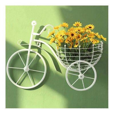 Metal Bicycle Flower Basket Wall Art Wall Mount Hanging