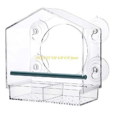 Acrylic Window Bird Feeder Large Size with Suction Cups