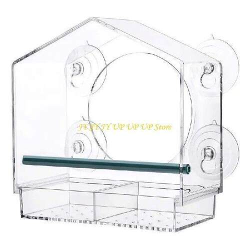 Acrylic Window Bird Feeder Large Size with Suction Cups
