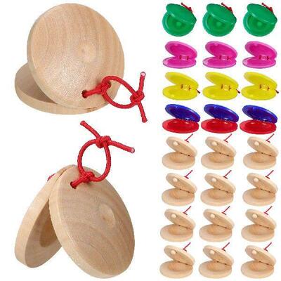 24 Pcs Wooden Castanets Preschool Toys for Toddlers