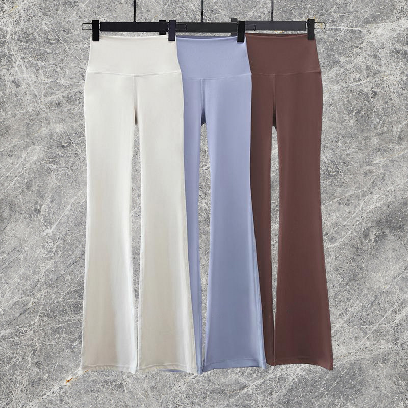 微喇瑜伽裤女高腰提臀弹力紧身裸感速干显瘦外穿健身运动喇叭长裤