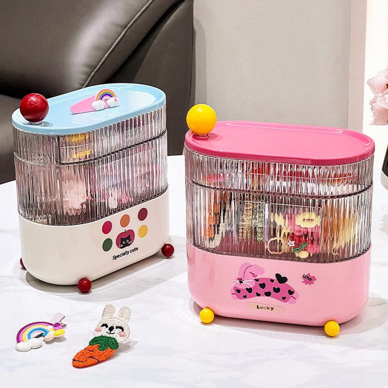 发饰收纳盒头绳皮筋桌面大容量防尘儿童女童发夹女孩发圈小首饰