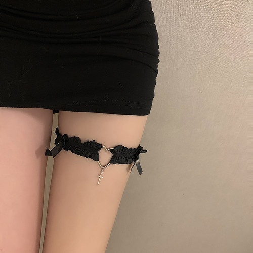 束腿带性性感爱心形腿环大腿链子新款锁骨链项圈女颈带颈链配饰