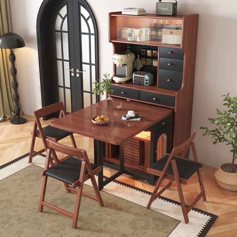 中古风实木折叠桌餐边柜靠墙一体储物柜家用储物柜客厅实木餐边柜,住宅家具,餐边柜,淘宝优惠券,粉丝福利购,淘宝优惠卷