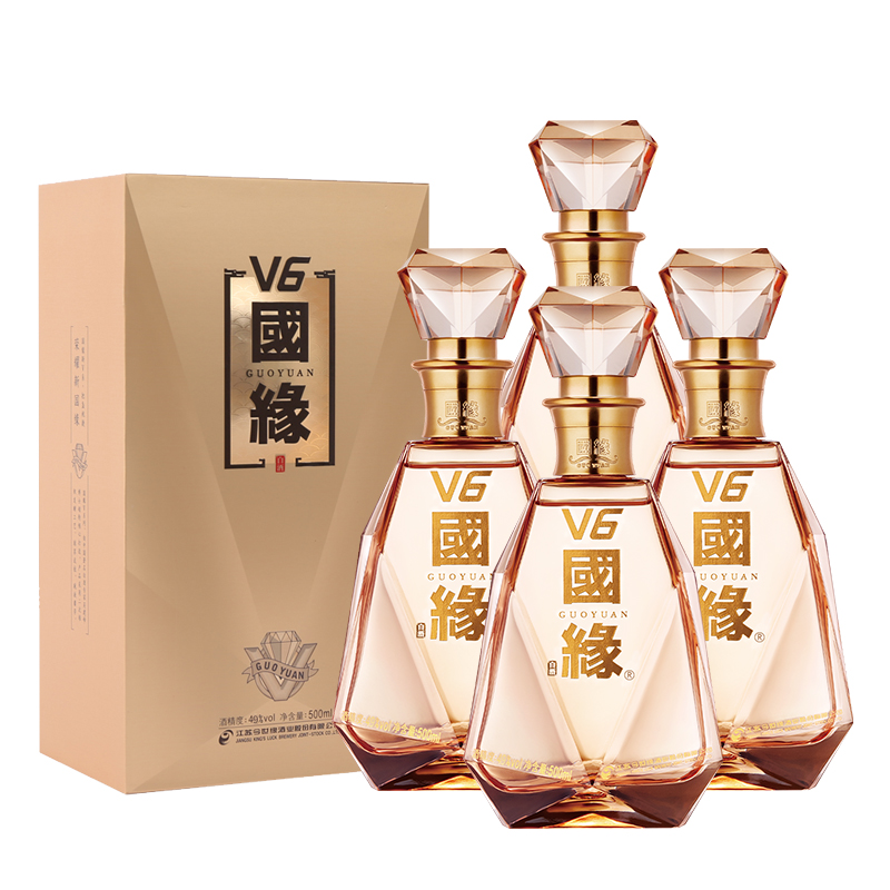 今世缘国缘49度V6白酒500ml*4瓶