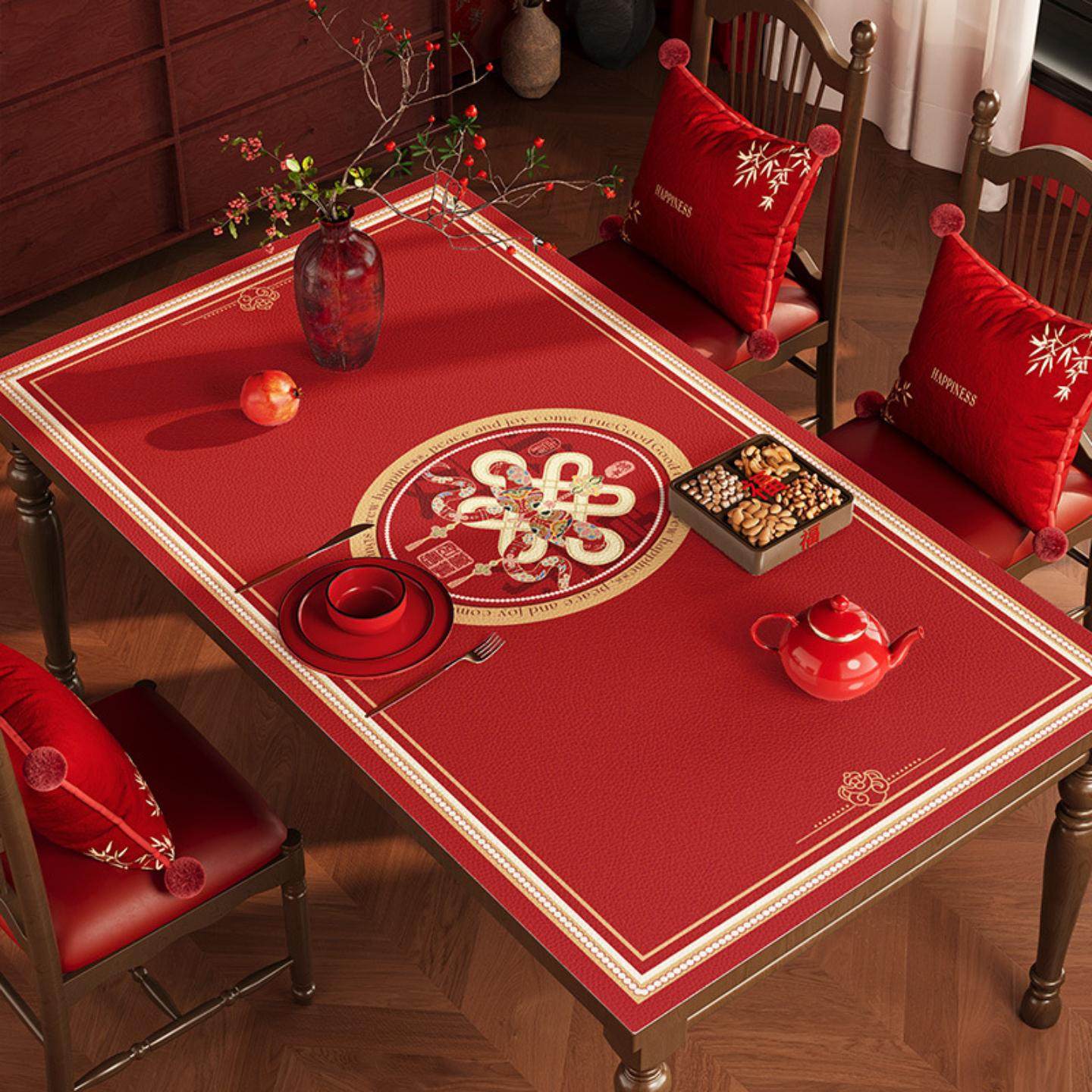 新年餐桌垫蛇年防油防水防烫轻奢高级感长方形茶几台面保护垫,居家布艺,茶几垫,淘宝优惠券,粉丝福利购,淘宝优惠卷