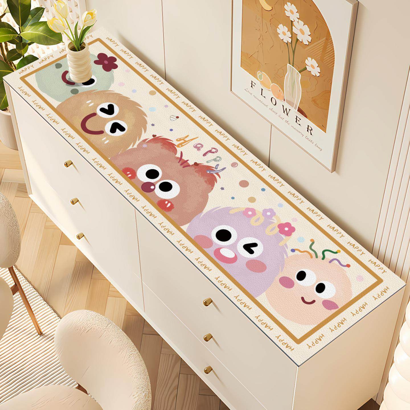 卡通可爱电视柜桌面台面保护桌垫餐边柜玄关鞋柜垫子防水防油盖布,居家布艺,茶几垫,淘宝优惠券,粉丝福利购,淘宝优惠卷