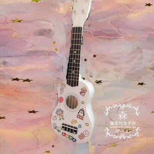 新款 ukulele白色木质初学者入门尤克里里21寸23寸小吉他乌克丽丽