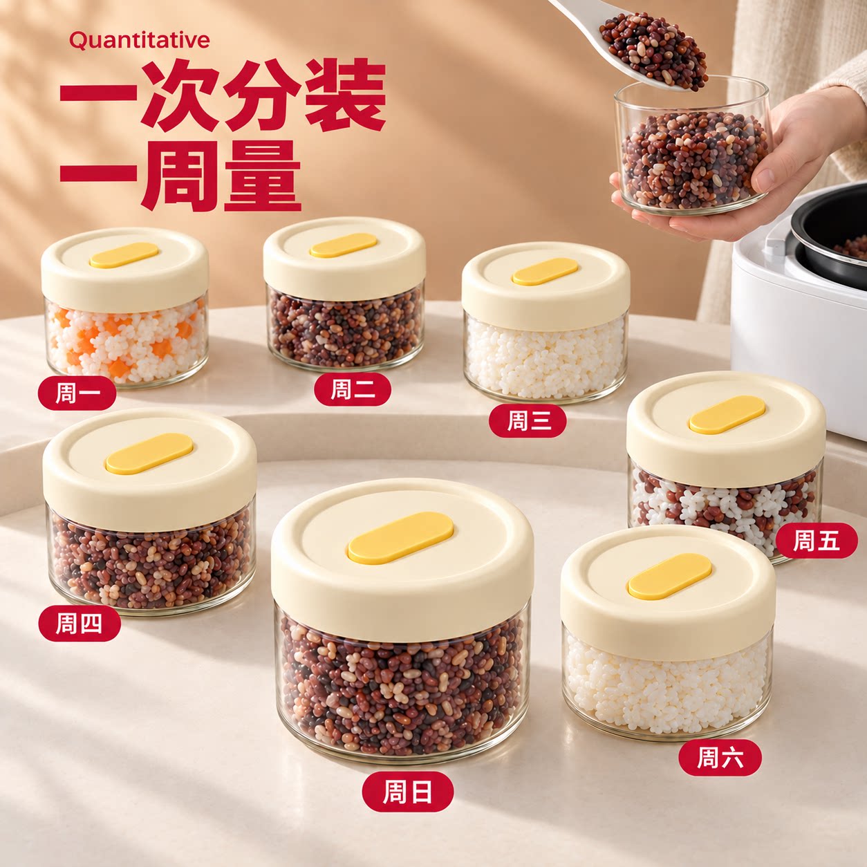 日本米饭分装盒玻璃带盖糙米杂粮饭备餐盒透明小份主食分餐收纳盒