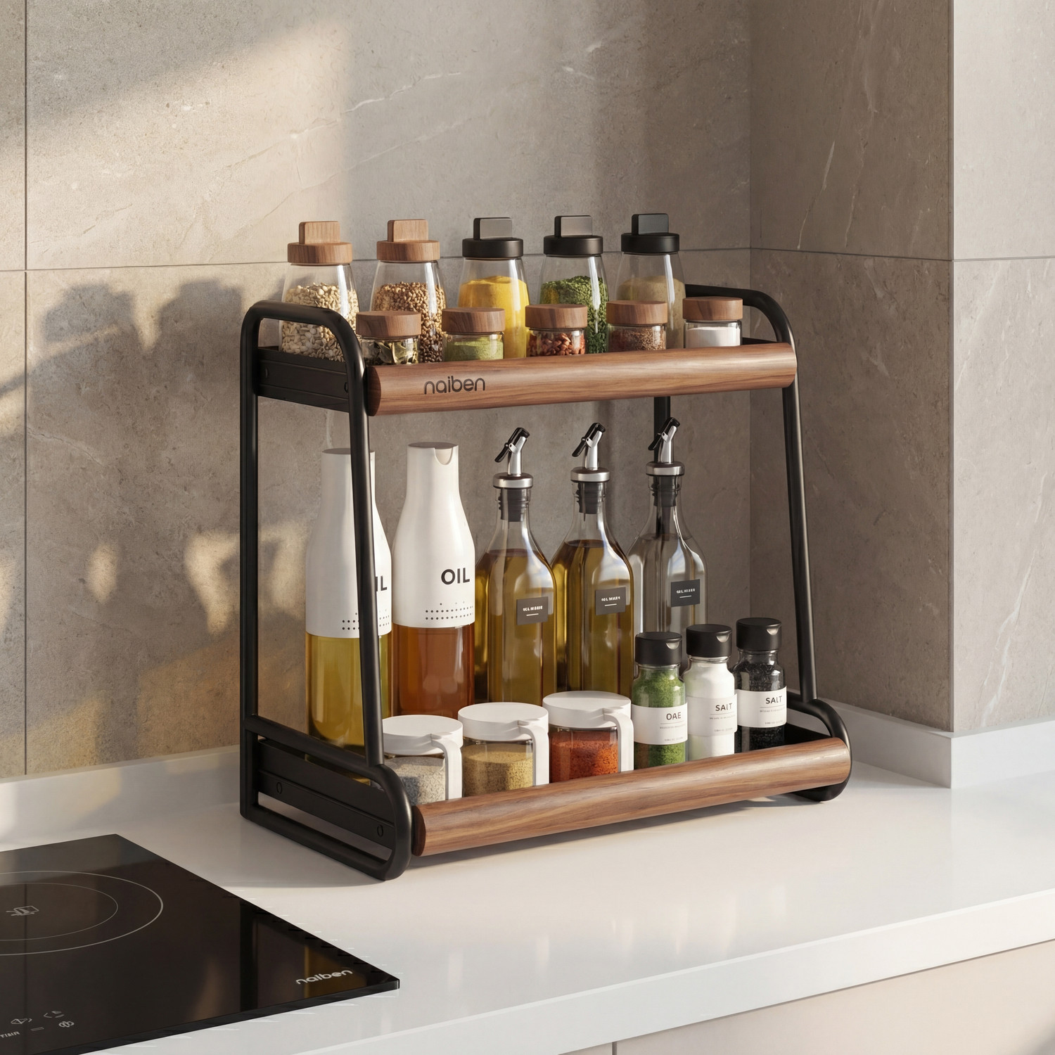 日本厨房调料品置物架家用油盐酱醋瓶收纳盒2026新款灶台面多功能