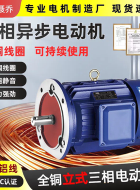 立式电动机三相全铜线B5法兰YE3/0.75/1.5/3/4/5.5/7.5KW电机380V