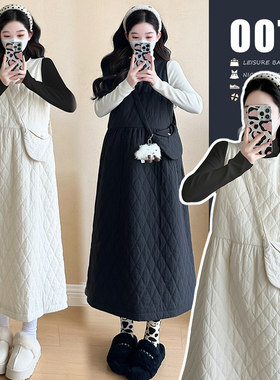 孕妇装秋冬套装羽绒棉服外套裙子