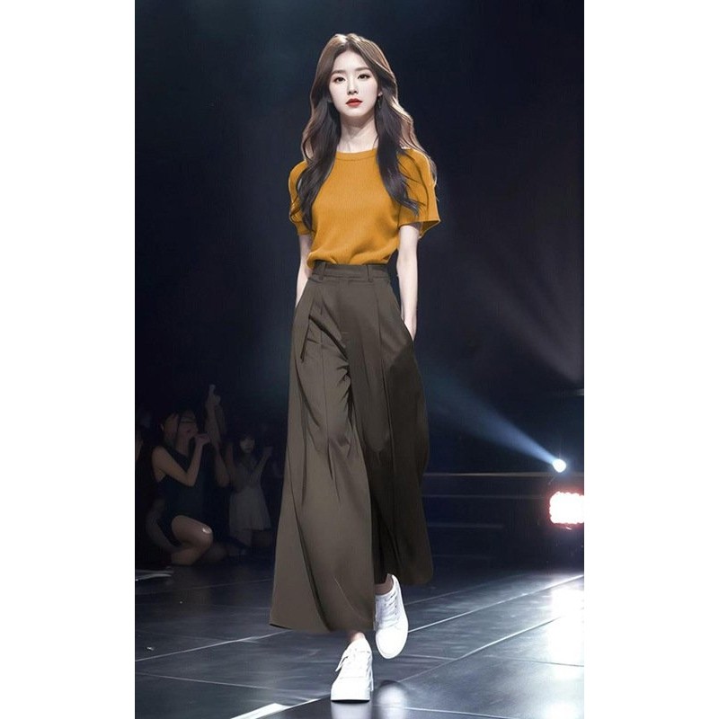 小个子大方得体穿搭韩系ootd一整套上衣搭配高级感阔腿裤两件套装,女装/女士精品,大码裤装,淘宝优惠券,粉丝福利购,淘宝优惠卷