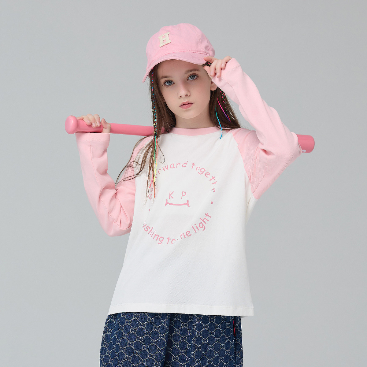 Kappa女童长袖T恤2023秋季新款童装中大童儿童打底衫休闲百搭卫衣