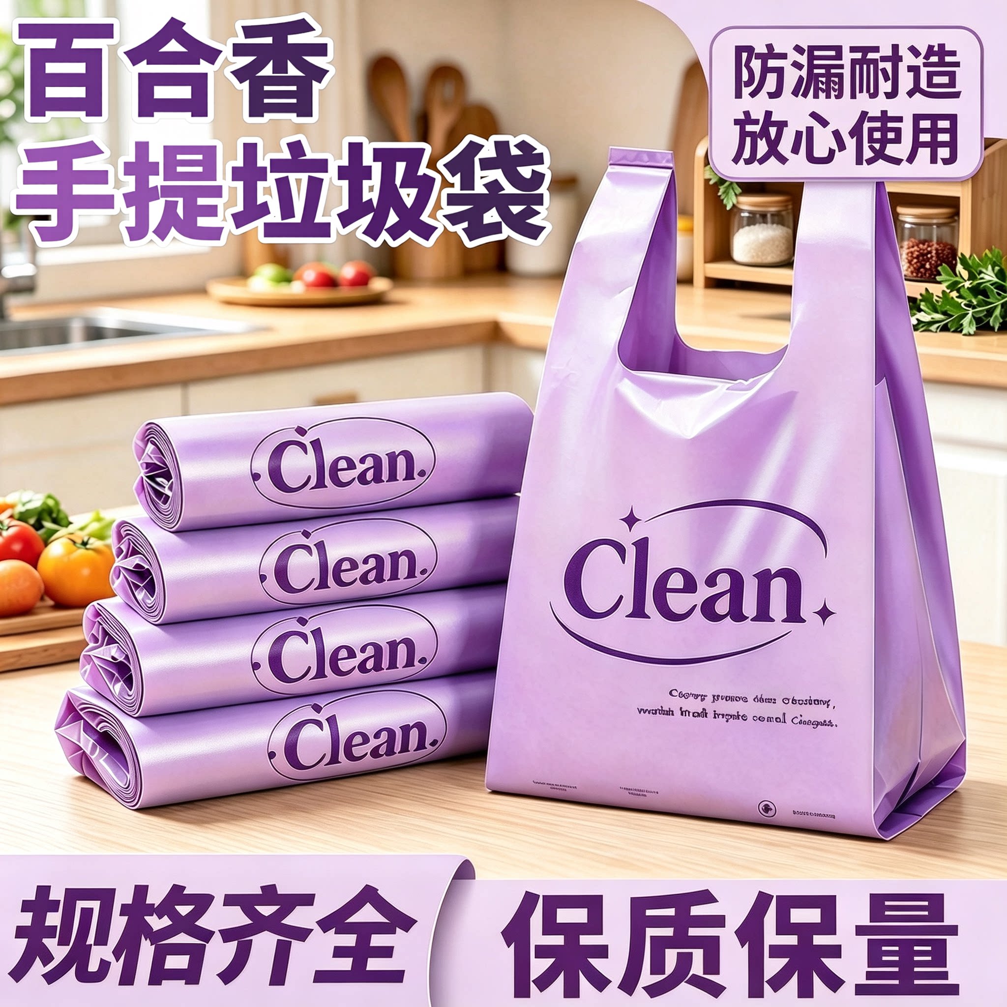 厨房垃圾袋大号加厚紫色家用背心厨余袋特厚手提商用大水桶塑料袋
