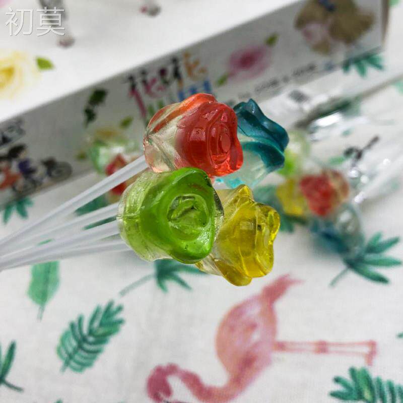 彩色玫瑰花花束棒棒糖儿童创意混合水果味节日糖果送小孩生日零食