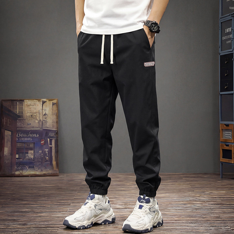 HS夏季美式束脚休闲裤男士2026年新款宽松工装运动休闲薄款长裤子