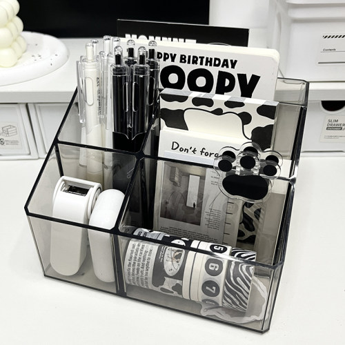 桌面笔筒学生高级透明收纳盒轻奢
